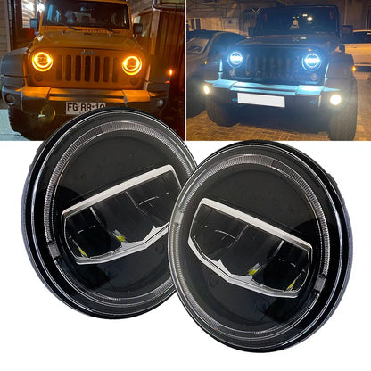 💫ART.4876 Fari Anteriori LED (Halo) per Jeep Wrangler JK TJ CJ💫