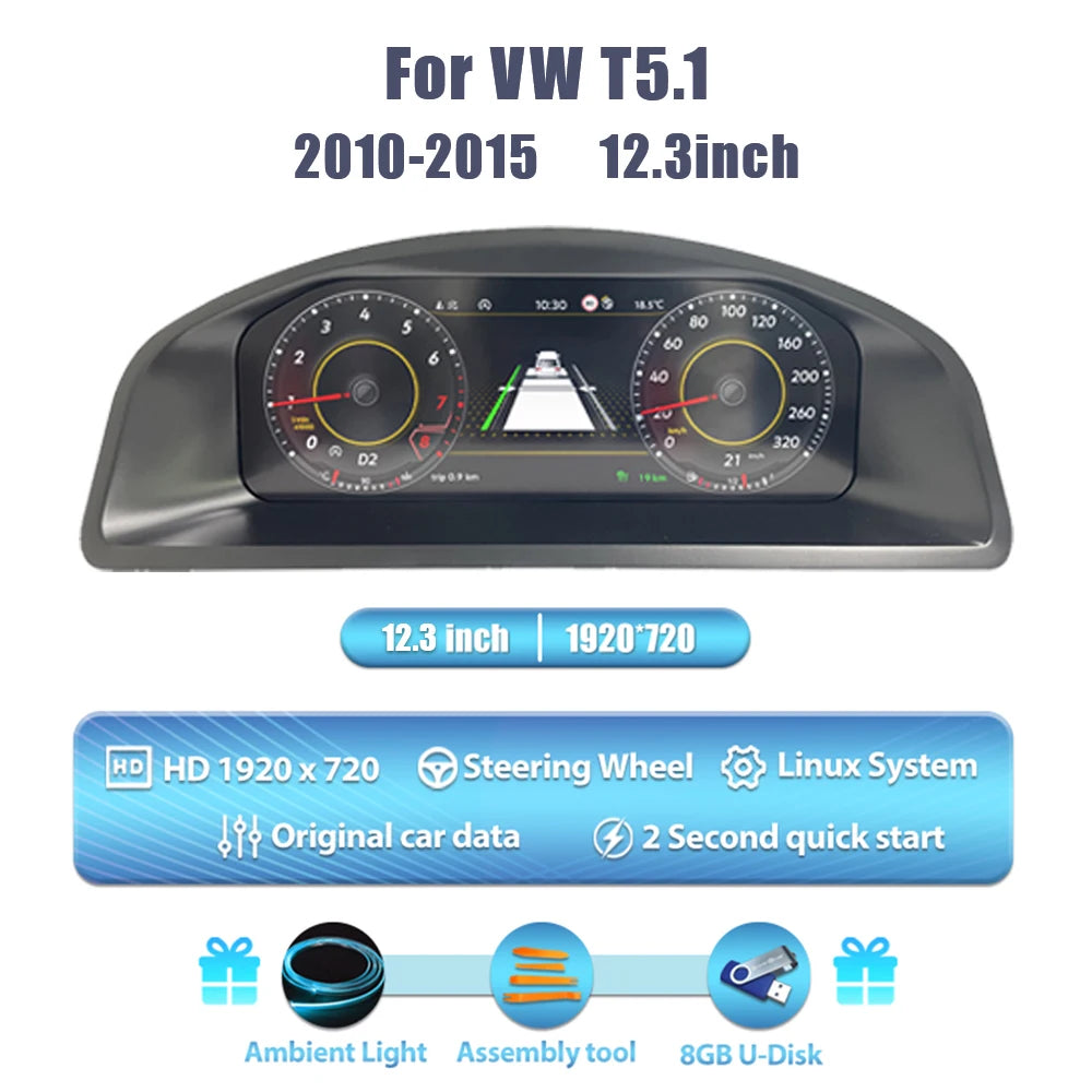 💫ART.3970 Cockpit digitale LCD per VW T5.1 2010-2015 Caravel le / Transporter💫