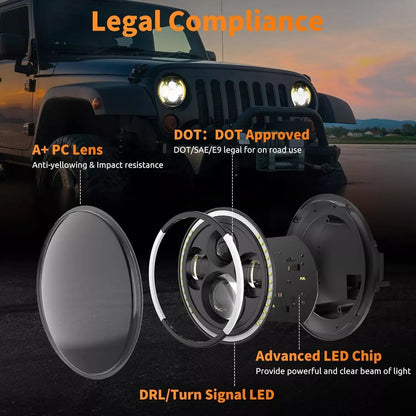 💫ART.8302 Fari Anteriori "Angel Eyes" FULL FULL LED per Jeep Wrangler JK TJ CJ 💫