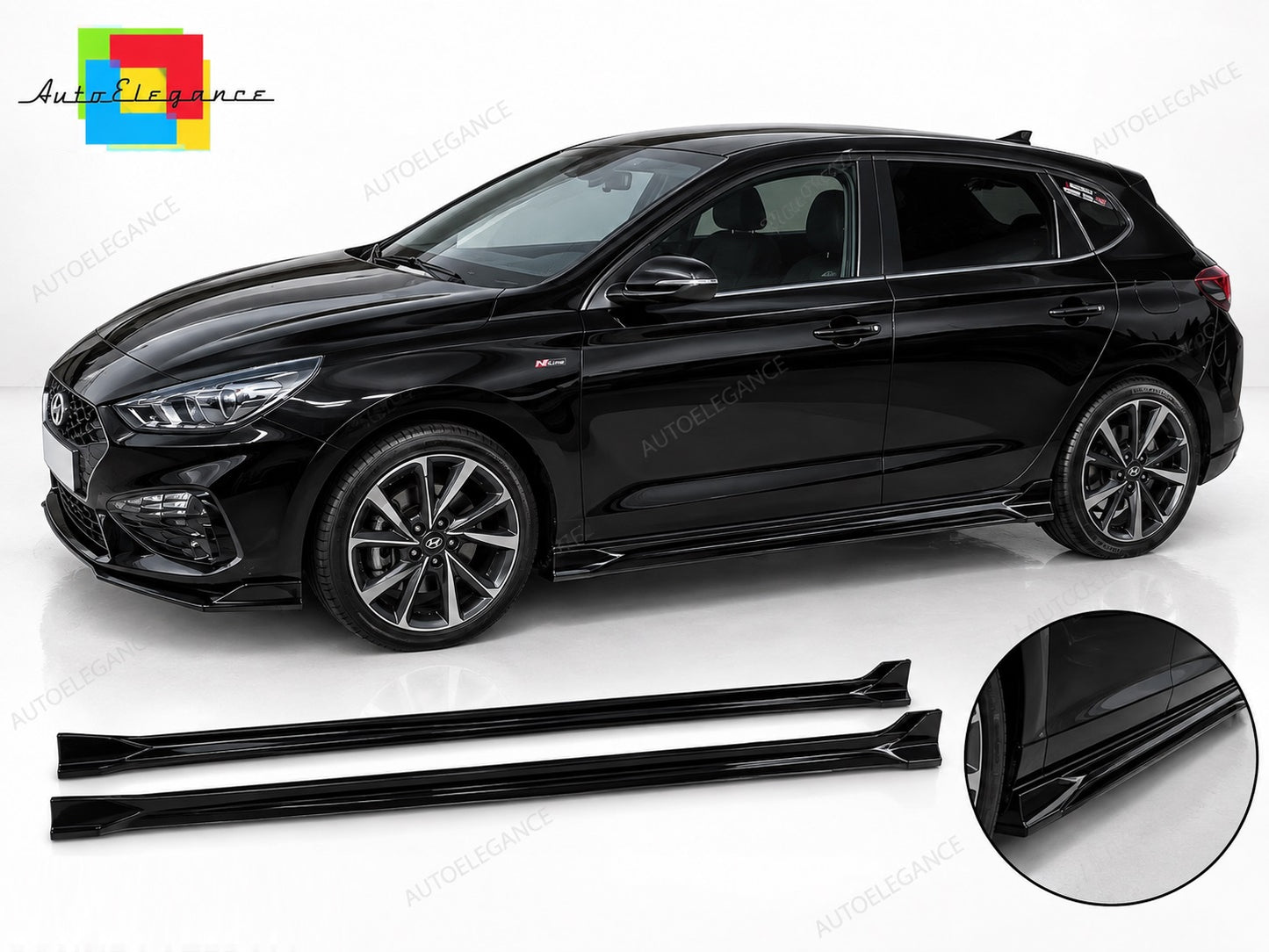👉Gonne Laterali ABS Nero Lucido per Hyundai i30 Mk3 (2016-)👈