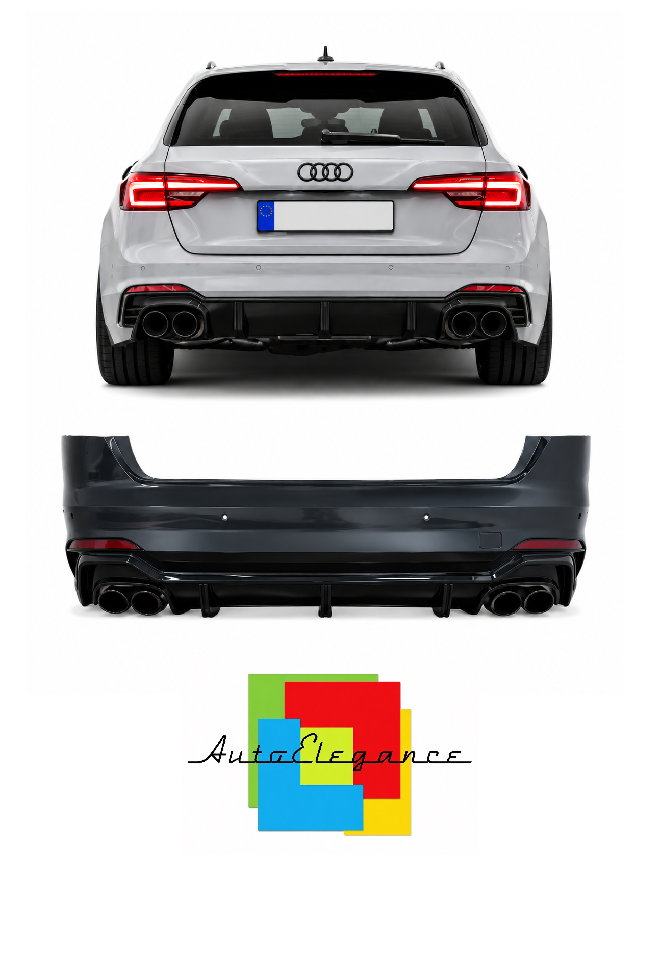 💕ART.10455 PARAURTI POSTERIORE AUDI A4 17-20 LOOK RS4 ABT💕