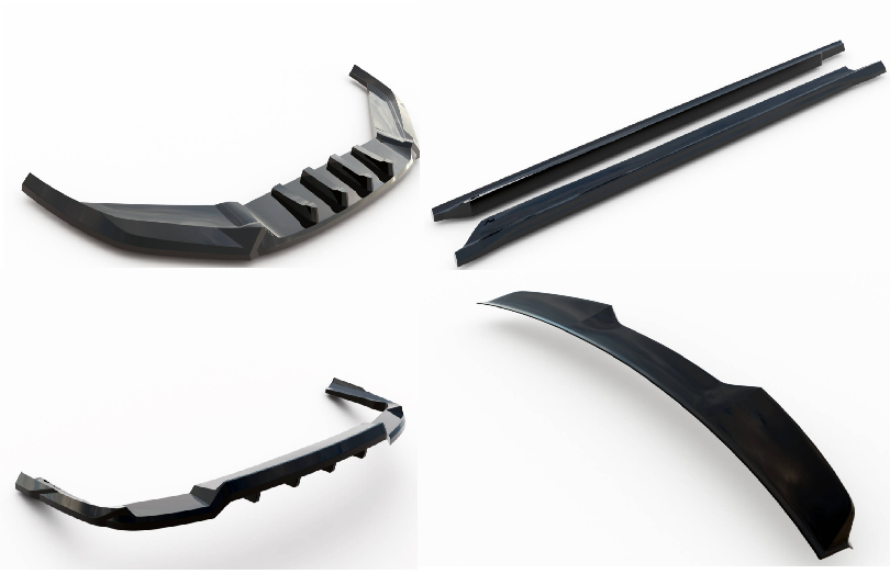 SPLITTER SUITABLE FOR VW GOLF 8 GTI GTD RLINE LOOK GLOSSY BLACK SPORTY DESIGN 