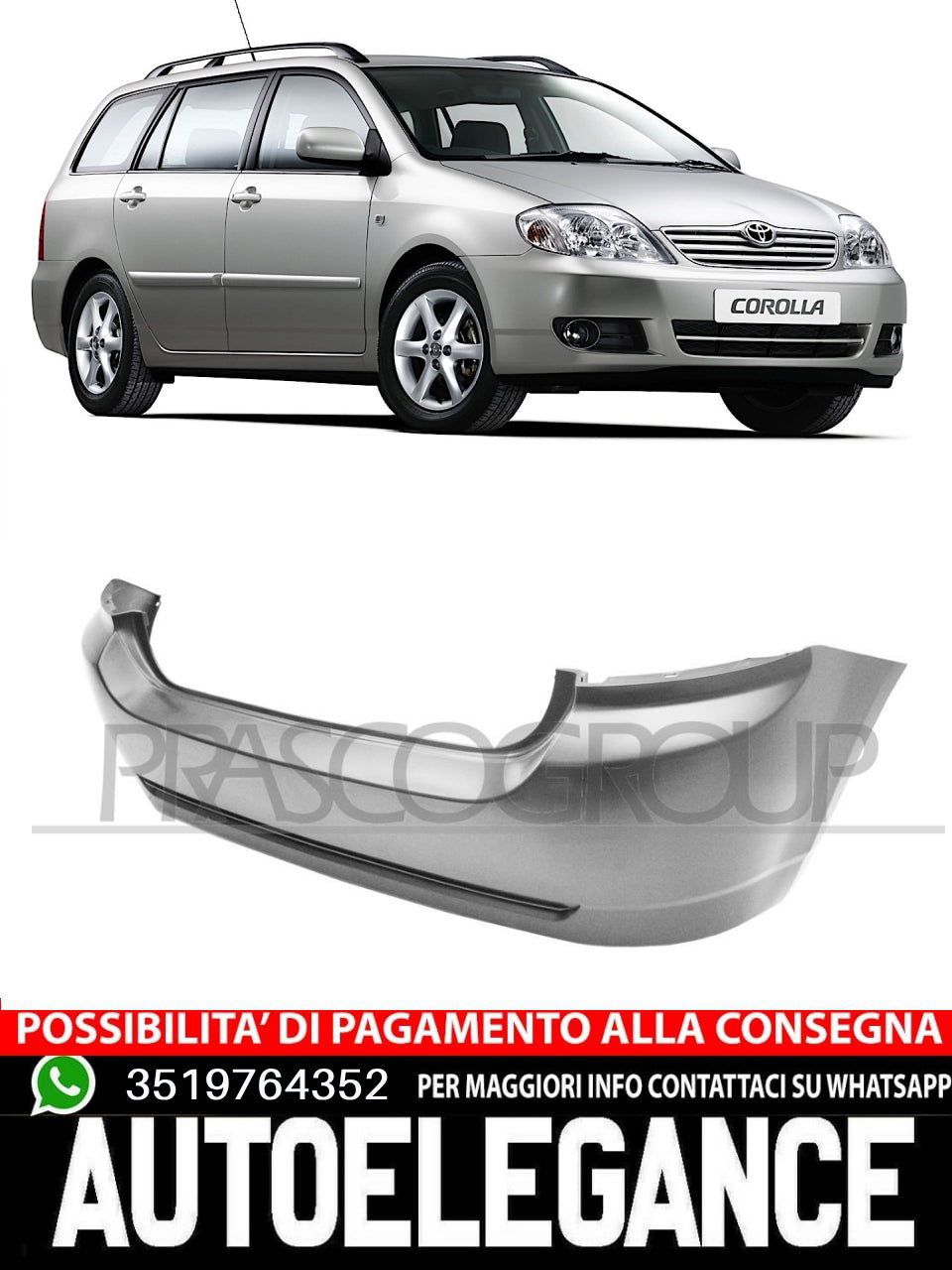 Paraurti Prasco Posteriore Per Toyota Corolla Bho  MOD. 3/5 PORTE 52159-02924