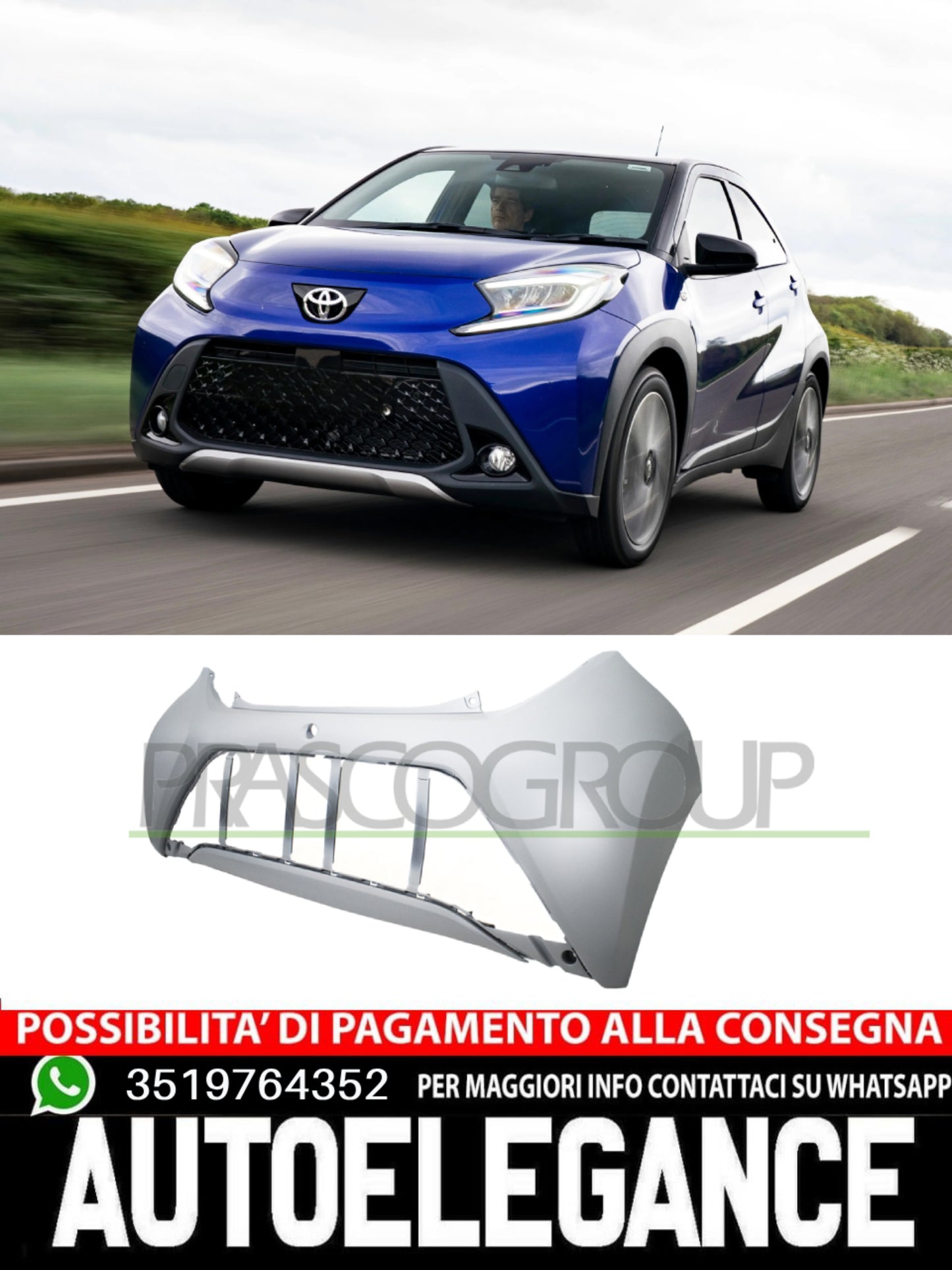 Paraurti Prasco Posteriore per TOYOTA AYGO CON PRIMER 521590H908