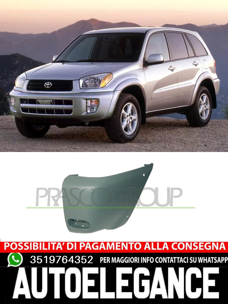 Mostrina Paraurti Prasco CON FORO CATADIOTTRO FORI PARAFANGHINO per Toyota RAV 4