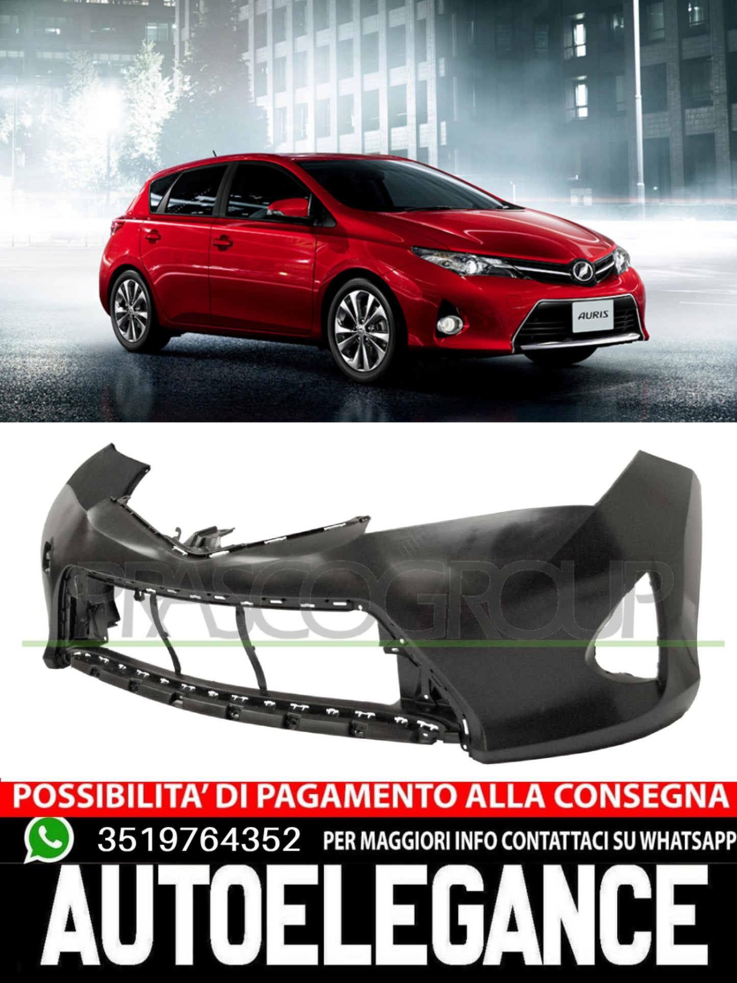Paraurti Prasco Anteriore NERO per TOYOTA AURIS 52119-0Z923