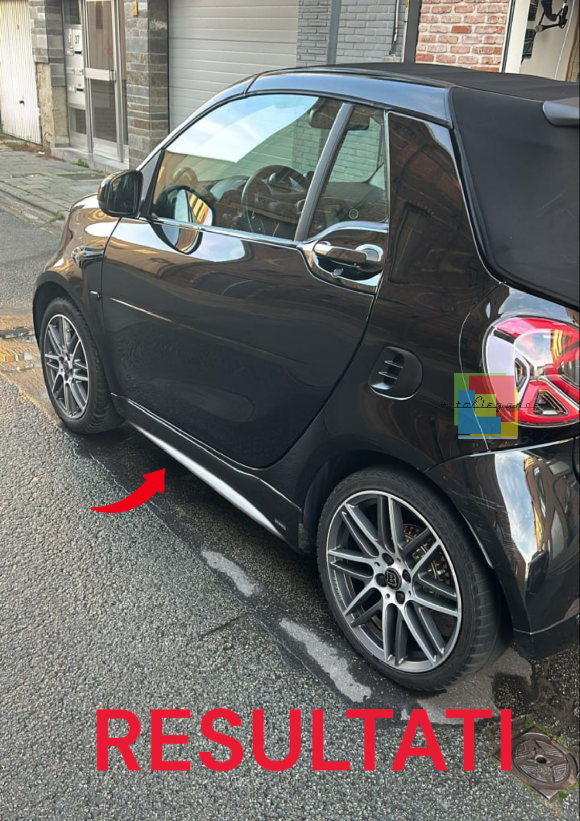💕ART. 1752 MINIGONNE SMART 453 FORTWO ABS LOOK BRABUS NERO LUCIDE 💕