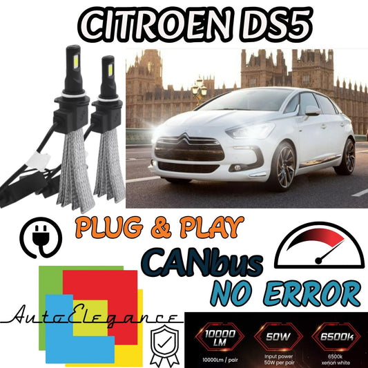 KIT FULL LED CITROEN DS5 LAMPADE H7 6000K XENON BIANCO GHIACCIO NO ERROR