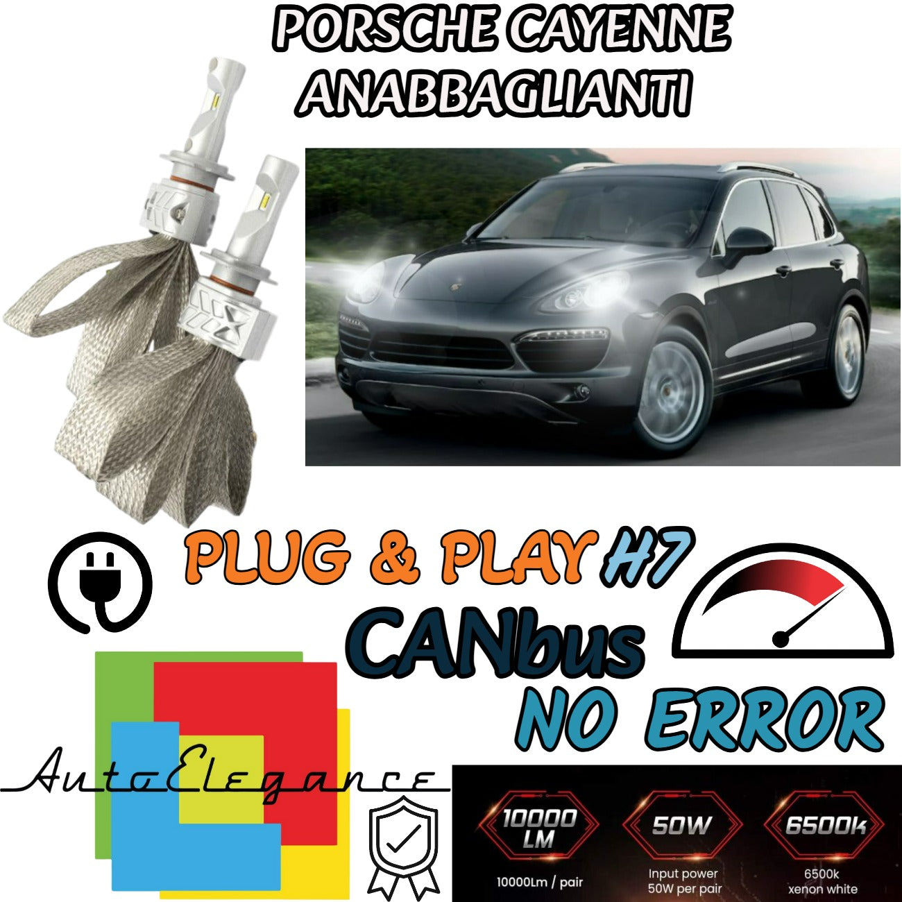 PORSCHE CAYENNE 9PA H7 LED KIT 8000 LUMEN 6500K LOW BEAM CANBUS WHITE 
