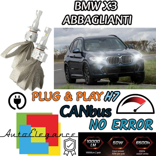 KIT LED H7 CANBUS PER BMW X3 E83 CON LED ABBAGLIANTI 8000 LUMEN