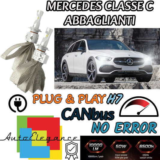 KIT LED H7 CANBUS PER MERCEDES CLASSE C W204 LED 8000 LUMEN ABBAGLIANTI