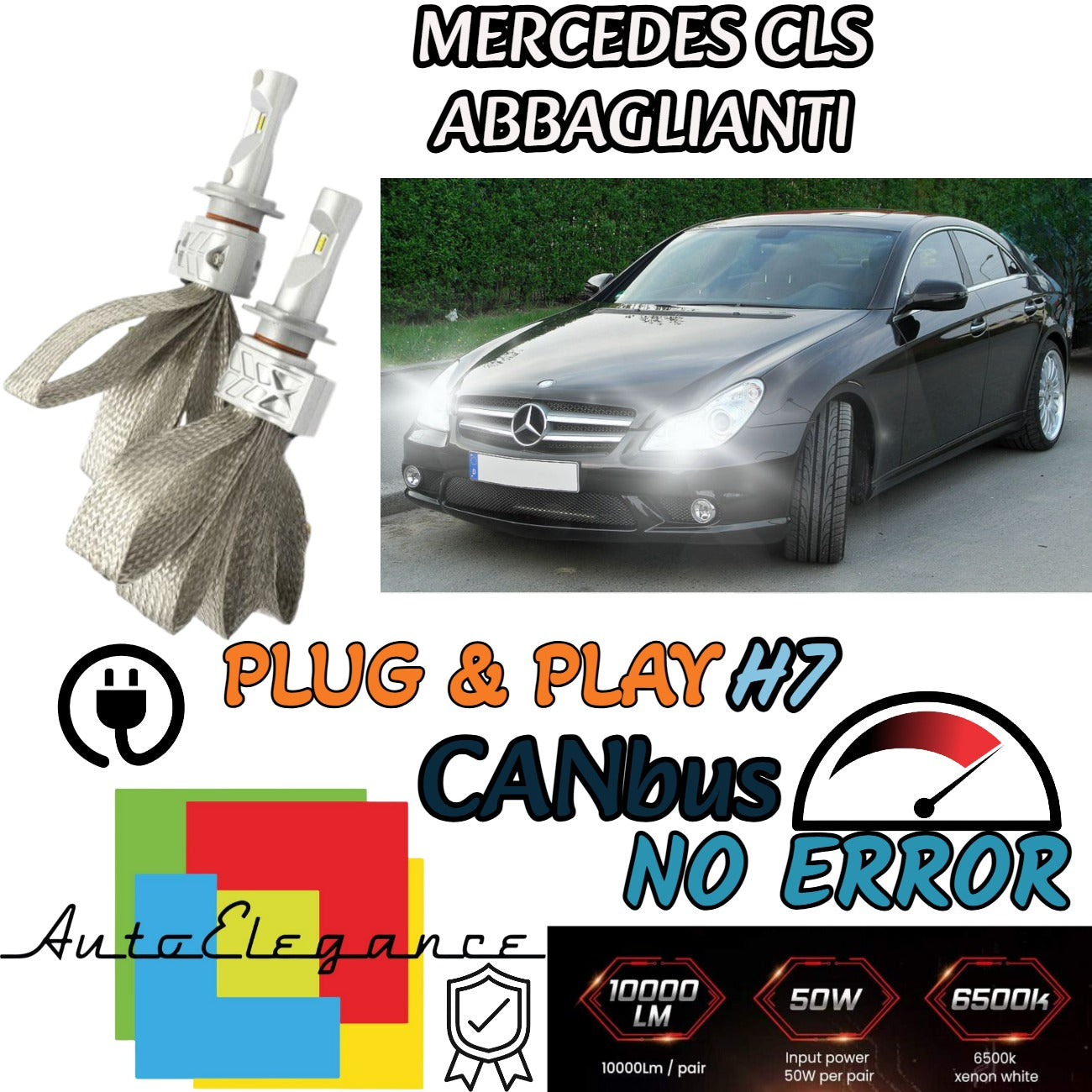 H7 CANBUS LED KIT FOR MERCEDES CLS C219 LED 8000 LUMEN HIGH BEAM 