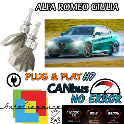 LED KIT H7 6500K FULL CANBUS 8000 LUMEN LED ALFA ROMEO GIULIA LAMPS