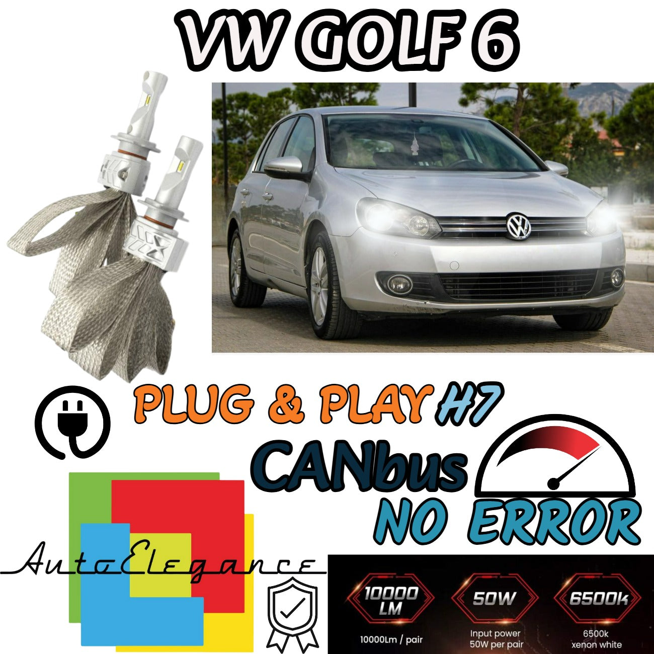 KIT LED H7 CANBUS PER VOLKSWAGEN GOLF 6 CON LED 8000 LUMEN 80W