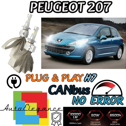 KIT LED H7 6500K FULL CANBUS 8000 LUMEN LED LAMPADE PER PEUGEOT 207