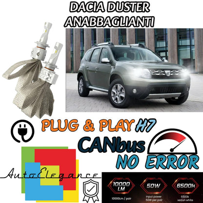 KIT LED H7 DACIA DUSTER MK1 8000 LUMEN 6500K ANABBAGLIANTI CANBUS BIANCO