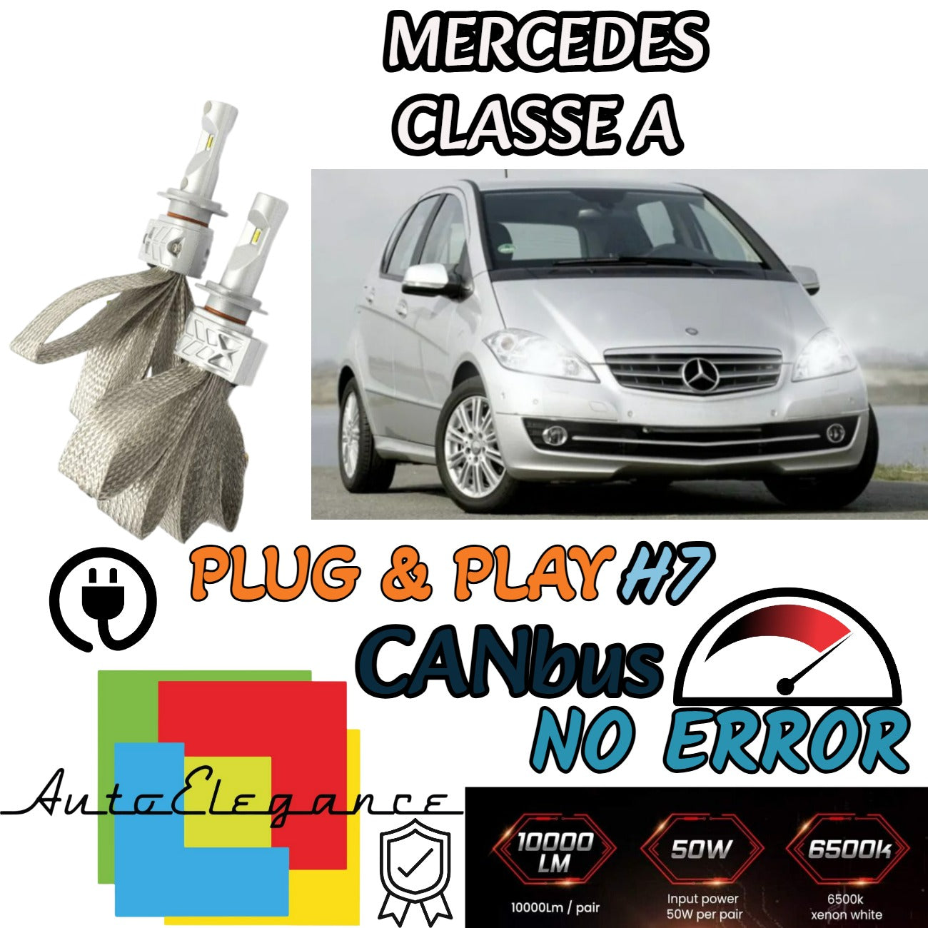 H7 CANBUS LED KIT FOR MERCEDES A-CLASS W169 WITH 8000 LUMEN LED 