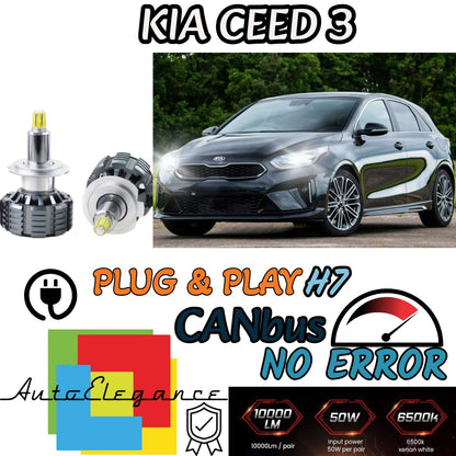 LED KIT H7 KIA CEED 3 6500K CANBUS 12000 LUMEN MONO LED MONOLED LENTICULAR 