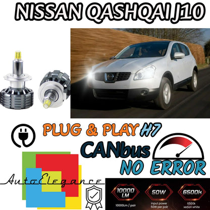 H7 LED KIT FOR NISSAN QASHQAI J10 CANBUS 12000LM LUMEN MONO LED LENTICULAR 