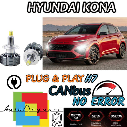 LED KIT H7 HYUNDAI KONA 6500K CANBUS 12000 LUMEN MONO LED MONOLED LENTICULAR 
