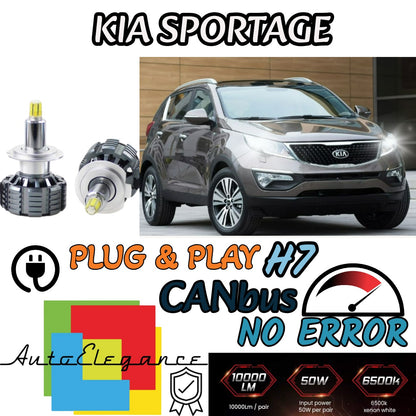 H7 LED KIT KIA SPORTAGE SL 6500K CANBUS 12000LM LUMEN MONO LED LENTICULAR 