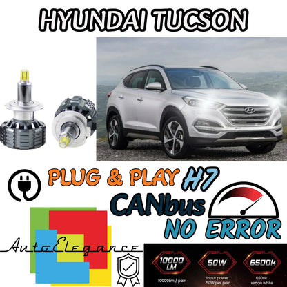 KIT ANABBAGLIANTI A LED HYUNDAI TUCSON LED H7 6000K 6400 LUMEN BIANCO NO AVARIA