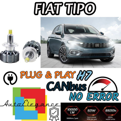 KIT FULL LED H7 CANBUS FIAT TIPO 6000K BIANCO 9600 LUMEN 80W NO ERROR