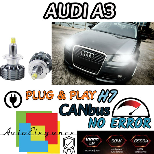 KIT LED H7 CANBUS AUDI A3 8P + SPORTBACK RESTYLING 9600 LUMEN 6000K BIANCO
