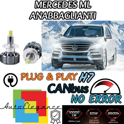 KIT LED H7 CANBUS LED 9600 LUMEN MERCEDES ML W163 6000K BIANCO ANABBAGLIANTI