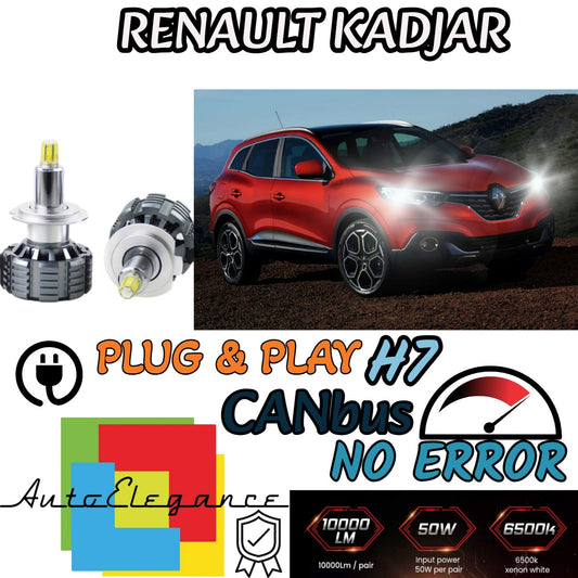 FULL LED KIT H7 CANBUS RENAULT KADJAR 6000K WHITE 9600 LUMEN 80W + LAMPHOLDER 