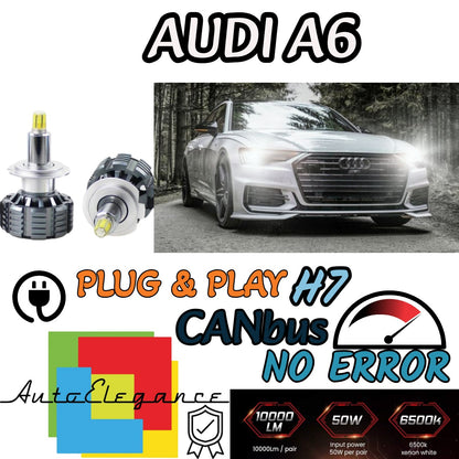KIT LED H7 CANBUS AUDI A6 C6 + AVANT CON LED A 360° 9600 LUMEN 6000K BIANCO