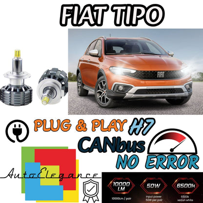 FIAT TIPO H7 LED KIT WITH LENTICULAR HEADLIGHT 9600 LUMEN 80W CANBUS NO ERROR 6000K 
