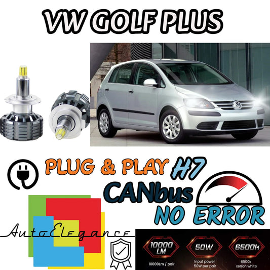 KIT LED H7 CANBUS VOLKSWAGEN GOLF PLUS LED 9600 LUMEN 6000K WHITE HIGH BEAM 
