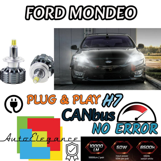 KIT FULL LED H7 CANBUS FORD MONDEO MK4 6000K 9600 LUMEN 80W ANABBAGLIANTI