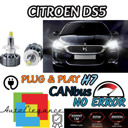 KIT FULL LED H7 CANBUS CITROEN DS5 6000K BIANCO 9600 LUMEN 80W NO ERROR