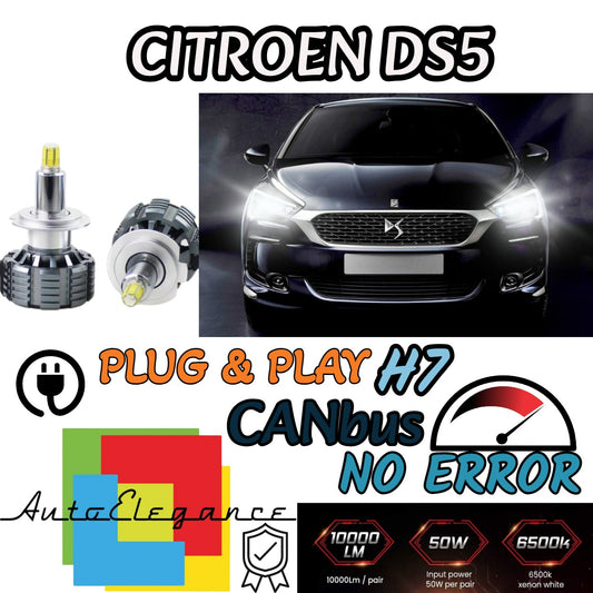 KIT FULL LED H7 CANBUS CITROEN DS5 6000K BIANCO 9600 LUMEN 80W NO ERROR