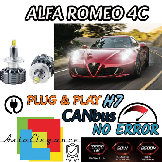 FULL LED KIT H7 CANBUS ALFA ROMEO 4C 6000K WHITE 9600 LUMEN 80W NO ERROR 