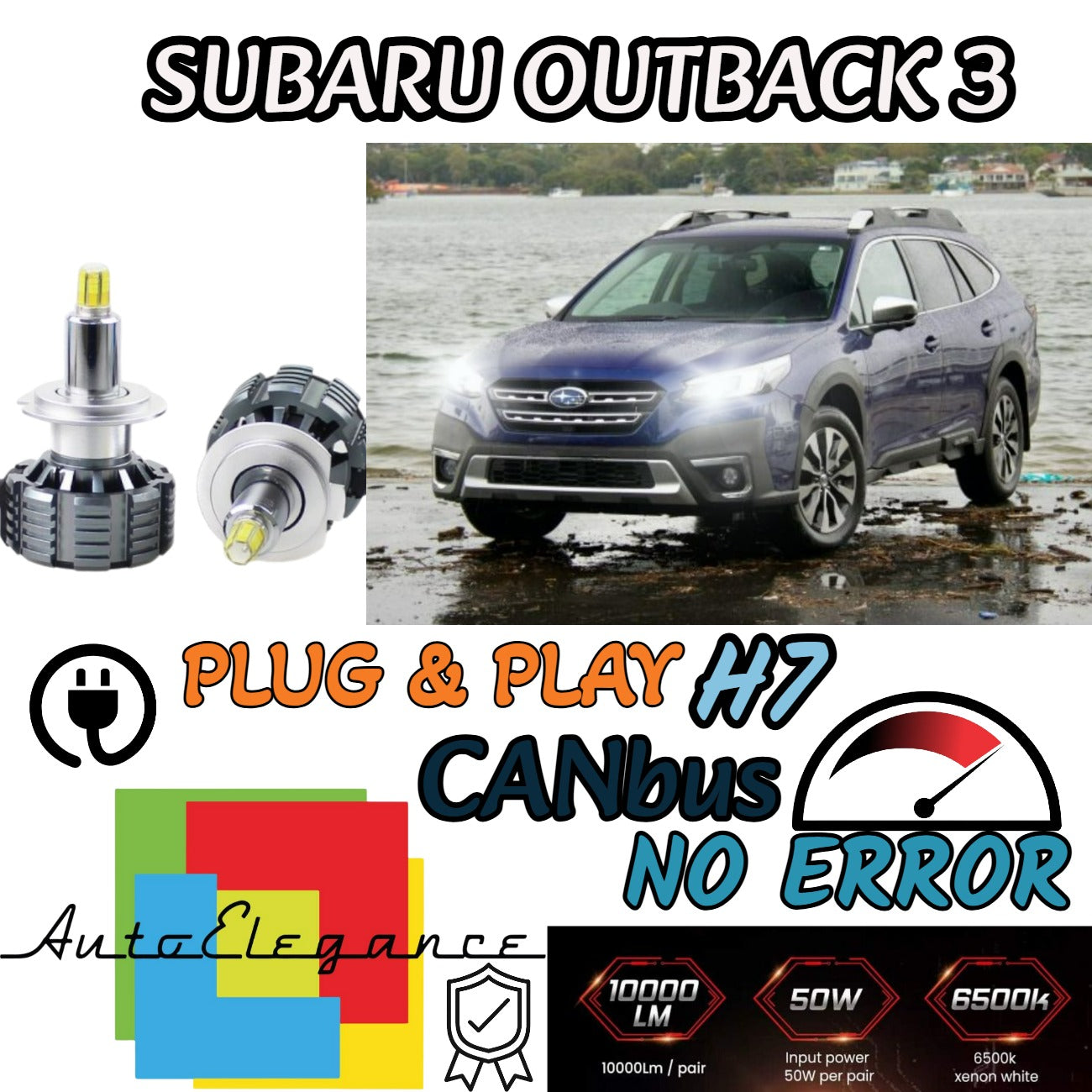 FULL LED KIT FOR SUBARU OUTBACK 3 H7 WHITE LED LAMPS NO ERROR 9600 LUMEN