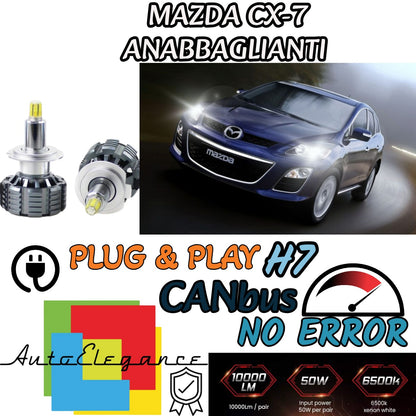 LED LOW BEAM KIT MAZDA CX-7 CX 7 LED H7 6000K 9600 LUMEN WHITE 