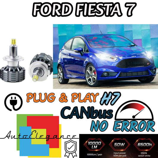 KIT LED H7 FORD FIESTA 7 6000K CANBUS 9600 LUMEN LED 360° SPECIFICO LENTICOLARE