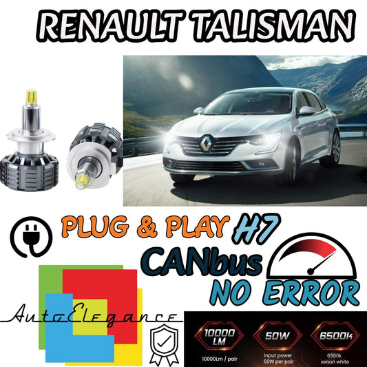 FULL LED KIT H7 6000K CANBUS LED FOR RENAULT TALISMAN LENTICULARS NO FAILURE 