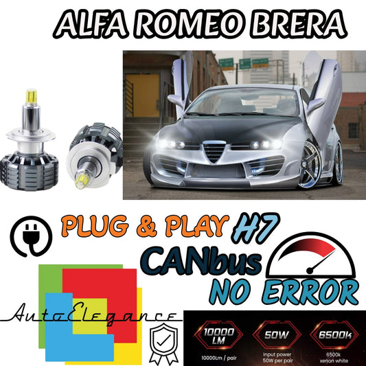 KIT FULL LED ALFA ROMEO BRERA LAMPADE LED H7 6000K BIANCO NO ERROR 9600 LUMEN