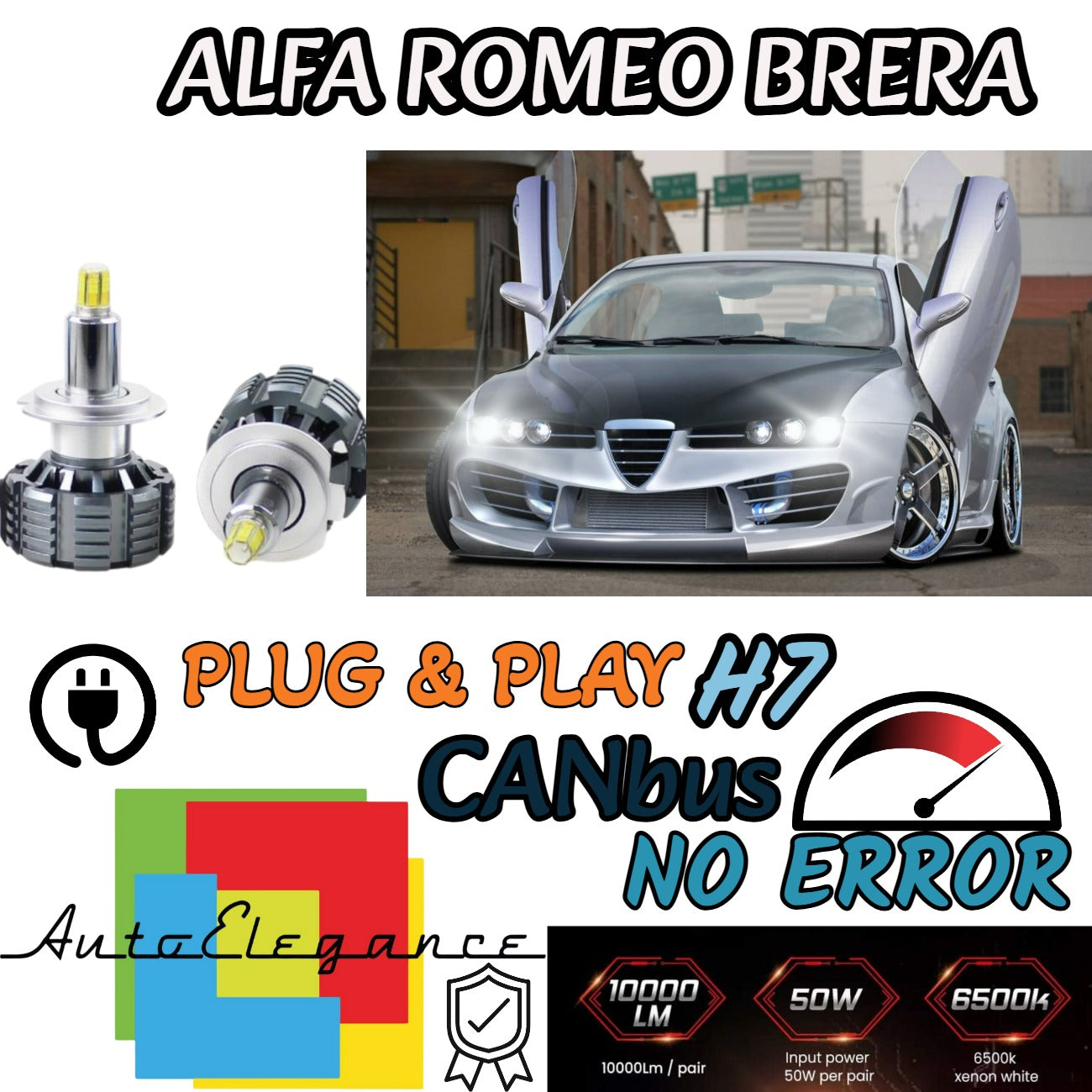 KIT LAMPADE ANABBAGLIANTI LED ALFA ROMEO BRERA LED H7 6000K BIANCO NO ERROR