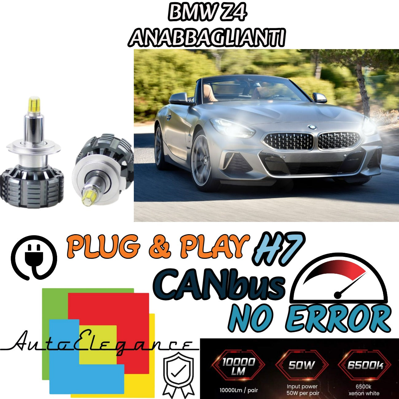 LED KIT H7 CANBUS LED 9600 LUMEN BMW Z4 E86 E89 E85 6000K WHITE LOW BEAM 