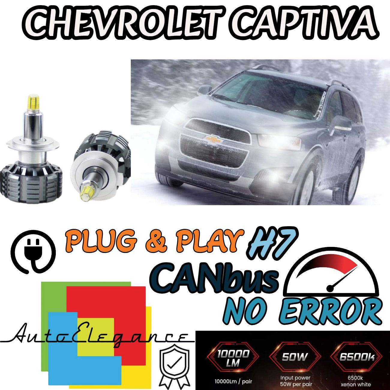 KIT FULL LED H7 6000K PER LENTICOLARI CHEVROLET CAPTIVA NO AVARIA