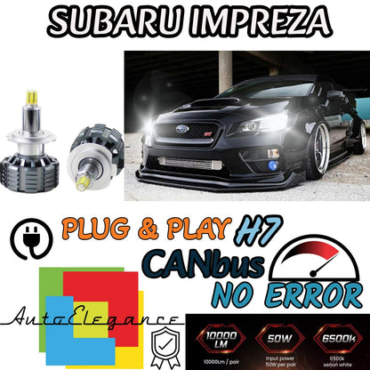 KIT LED H7 PER SUBARU IMPREZA GR GE GH 9600 LUMEN CANBUS NO AVARIA LUCI 6000K