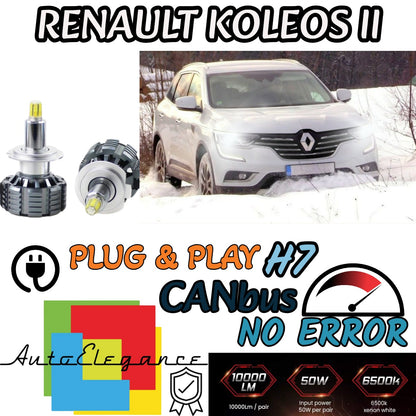 FULL LED KIT H7 CANBUS RENAULT KOLEOS II 6000K WHITE 9600 LUMEN 80W NO ERROR