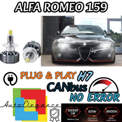 FULL LED KIT H7 CANBUS LENTICULAR LED ALFA ROMEO 159 9600 LUMEN 6000K WHITE 