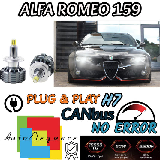 KIT FULL LED H7 CANBUS LED LENTICOLARI ALFA ROMEO 159 9600 LUMEN 6000K BIANCO