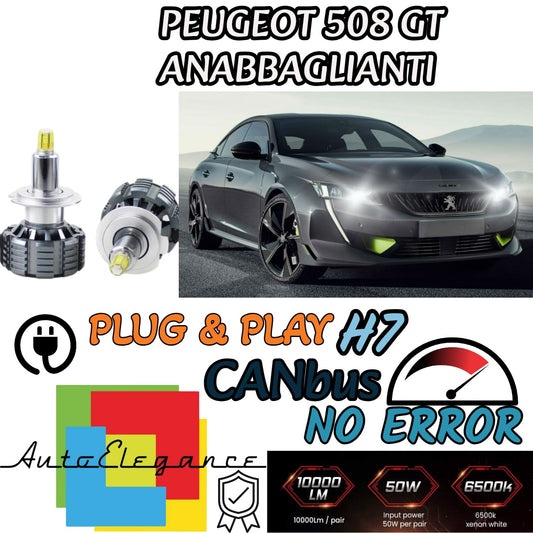 KIT FULL LED H7 CANBUS PEUGEOT 508 GT 6000K 9600 LUMEN 80W LOW BEAM 